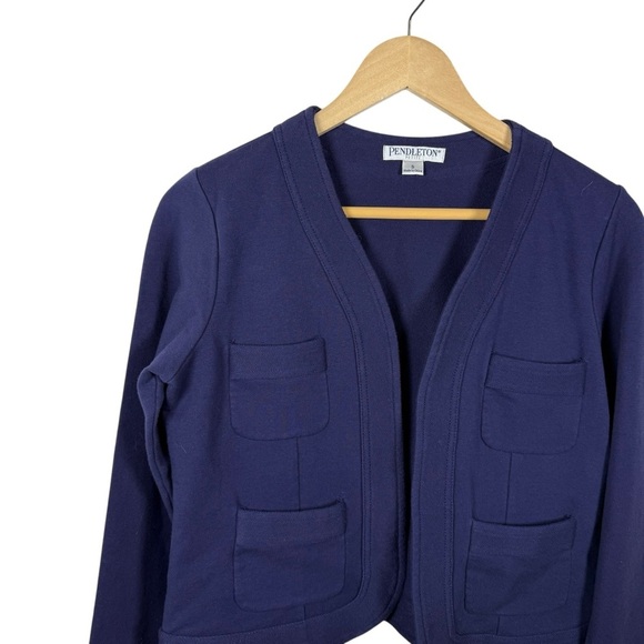 NWOT Pendleton Women’s 4-Pocket Open Style Knit Blazer Navy Size S - Picture 4 of 8